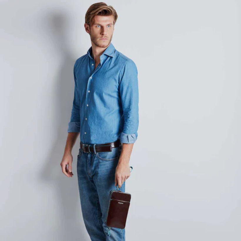 Piquadro Pochette uomo con tasca frontale